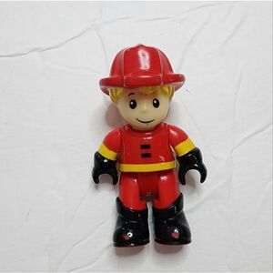 Mega Bloks posable Figure Fireman Boy Fire Man Replacement Piece blond hair.